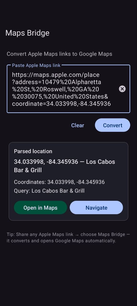 Maps Bridge app screenshot 1